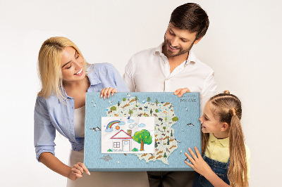 Cork display board Poland Animal Map