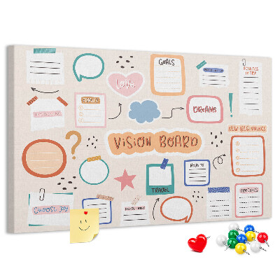 Cork board Colorful vision board