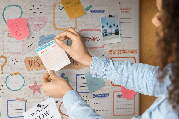 Cork board Colorful vision board