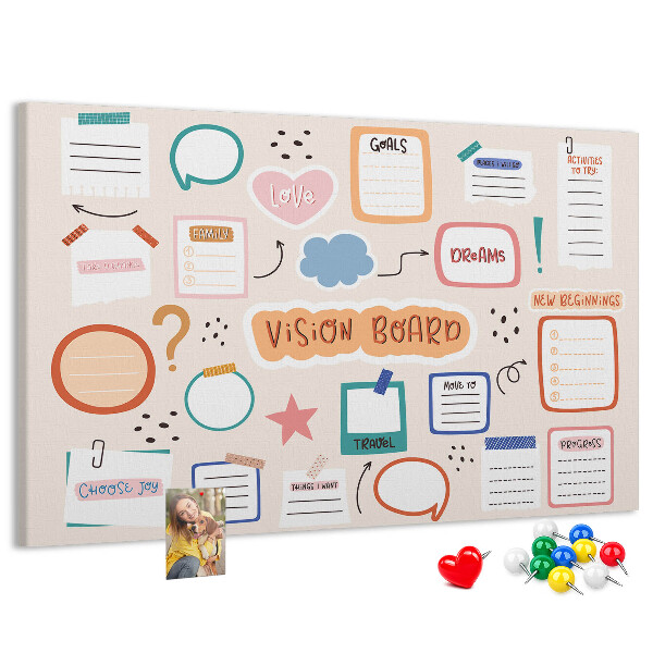 Cork board Colorful vision board