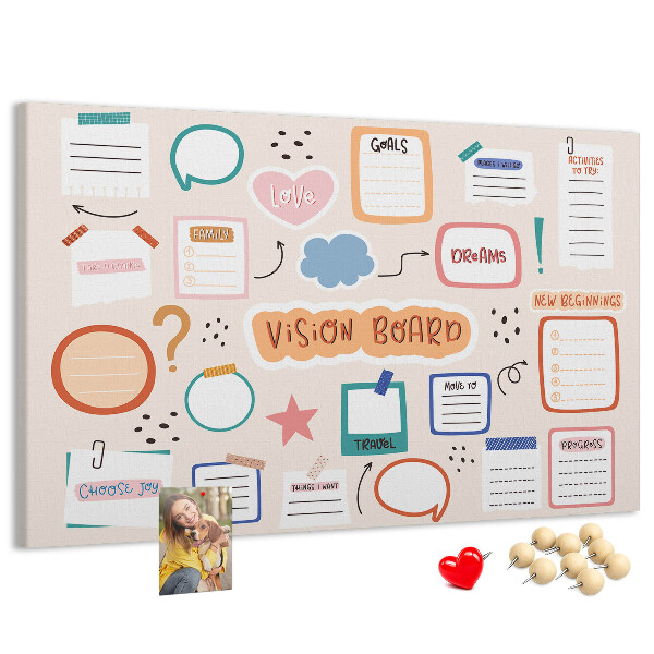 Cork board Colorful vision board