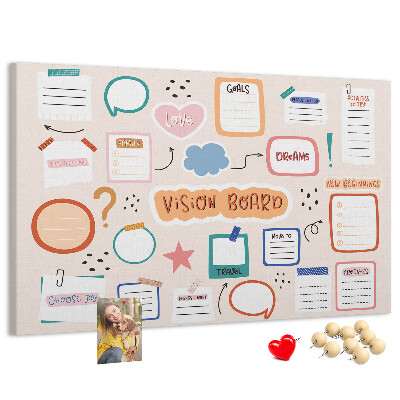 Cork board Colorful vision board