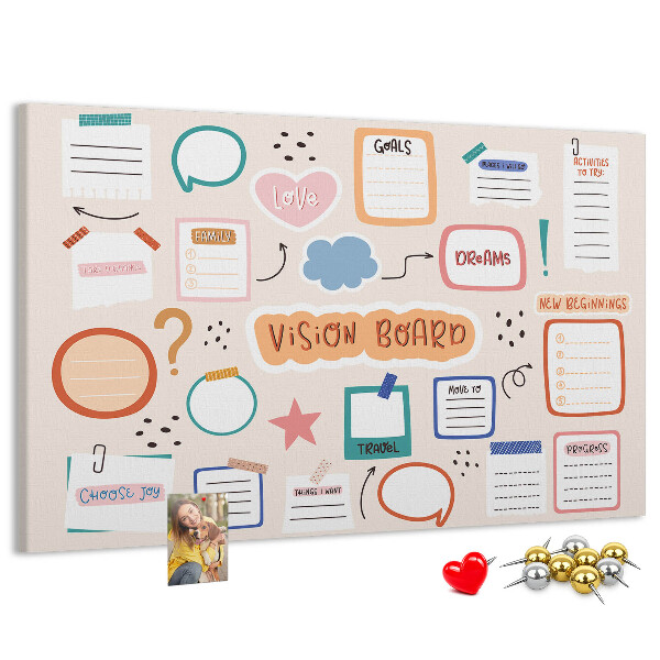 Cork board Colorful vision board