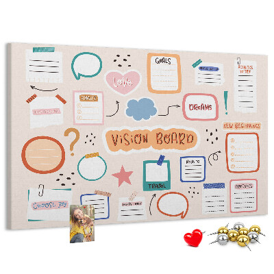Cork board Colorful vision board