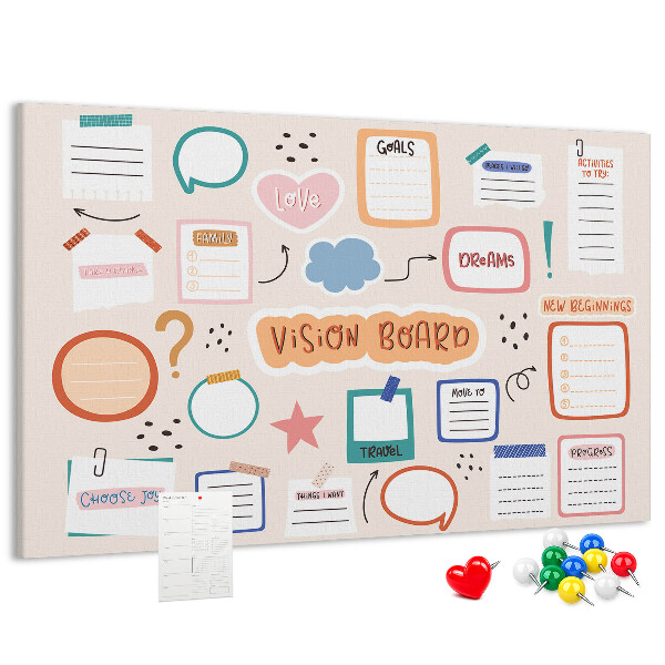 Cork board Colorful vision board