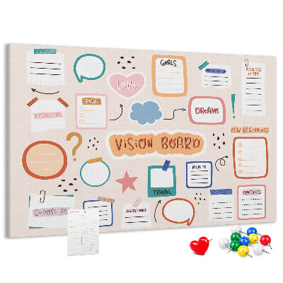 Cork board Colorful vision board