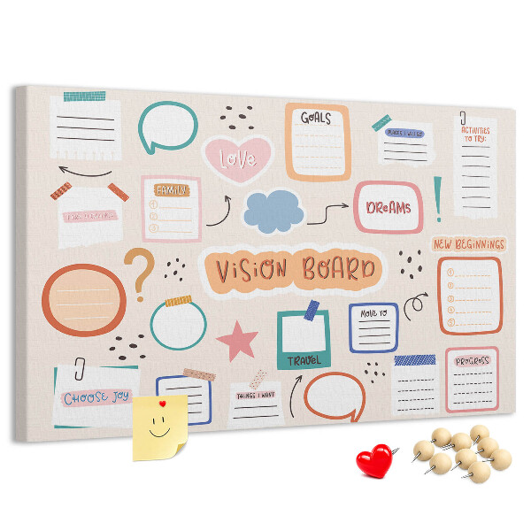 Cork board Colorful vision board