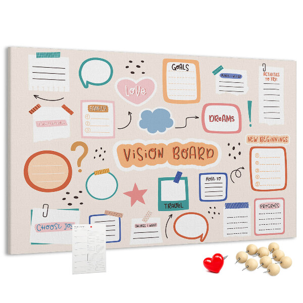 Cork board Colorful vision board