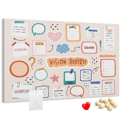 Cork board Colorful vision board