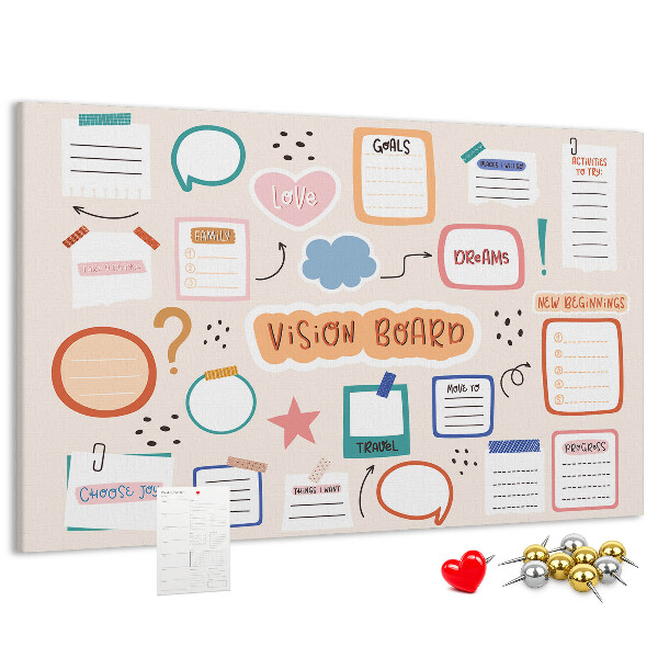 Cork board Colorful vision board