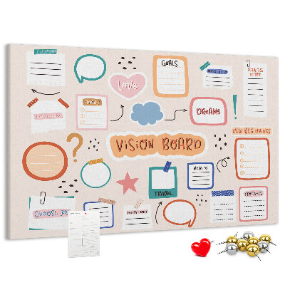 Cork board Colorful vision board