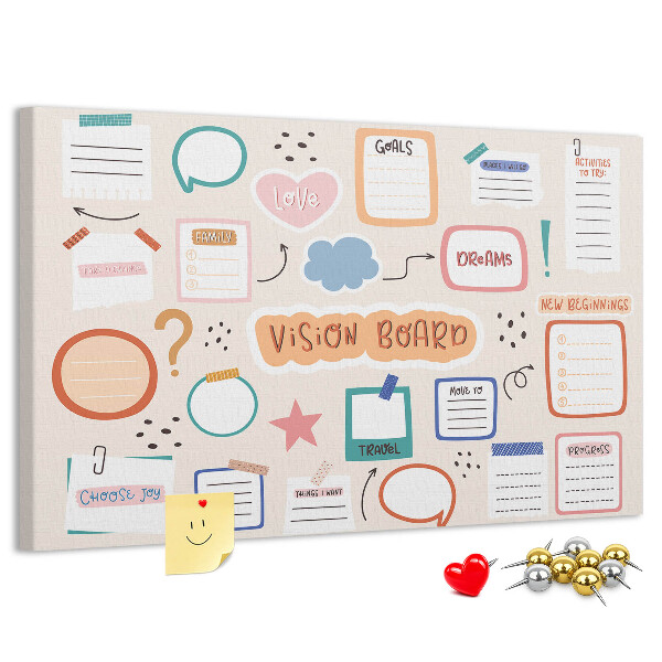 Cork board Colorful vision board