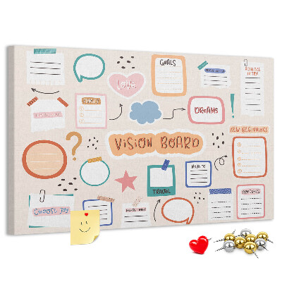 Cork board Colorful vision board