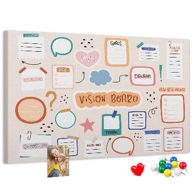 Cork board Colorful vision board