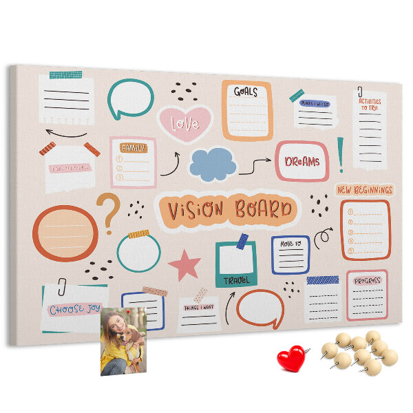 Cork board Colorful vision board