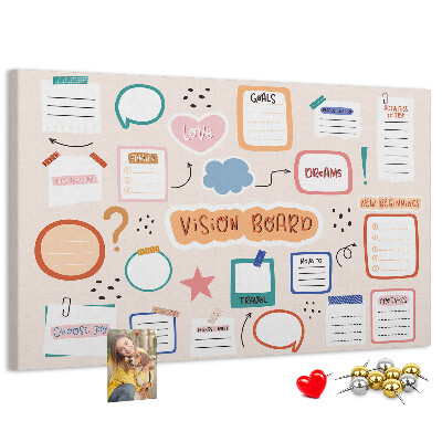 Cork board Colorful vision board