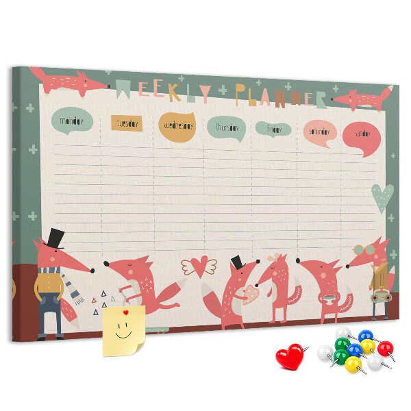 Cork display board Weekly planner for kids