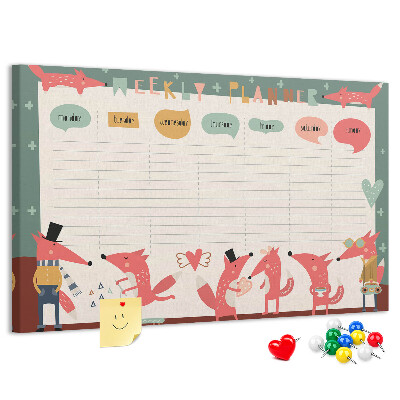 Cork display board Weekly planner for kids