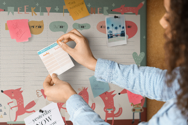 Cork display board Weekly planner for kids
