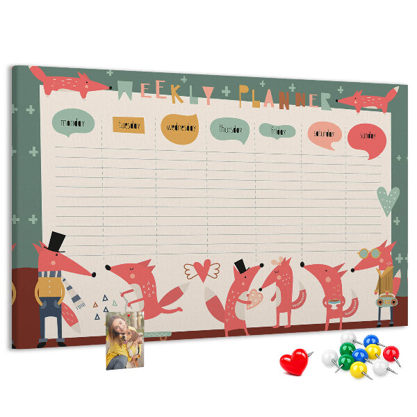 Cork display board Weekly planner for kids