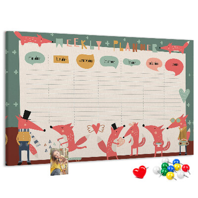 Cork display board Weekly planner for kids