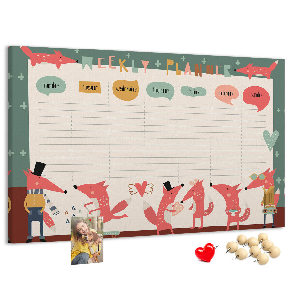 Cork display board Weekly planner for kids