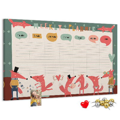 Cork display board Weekly planner for kids