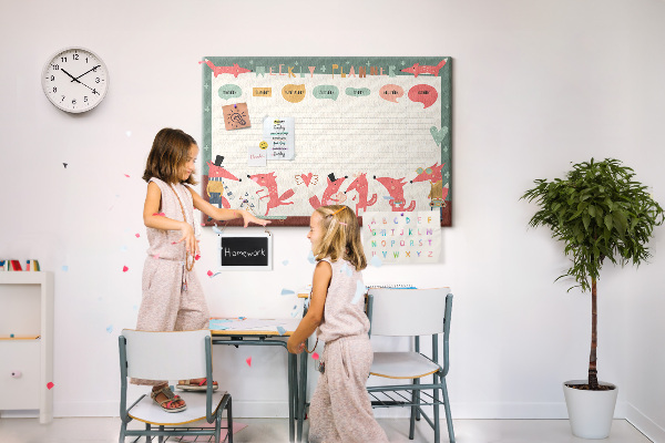 Cork display board Weekly planner for kids