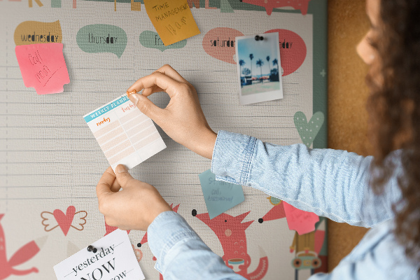 Cork display board Weekly planner for kids