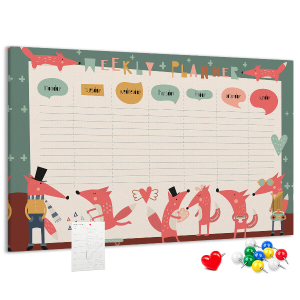 Cork display board Weekly planner for kids