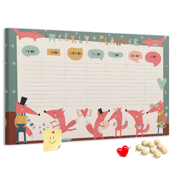 Cork display board Weekly planner for kids
