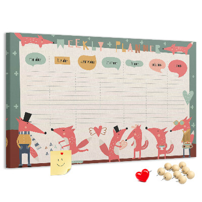 Cork display board Weekly planner for kids