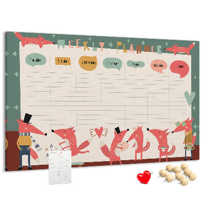 Cork display board Weekly planner for kids