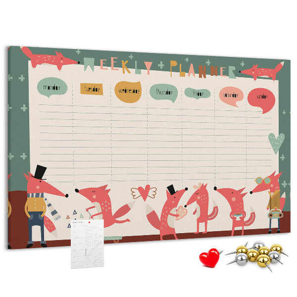 Cork display board Weekly planner for kids
