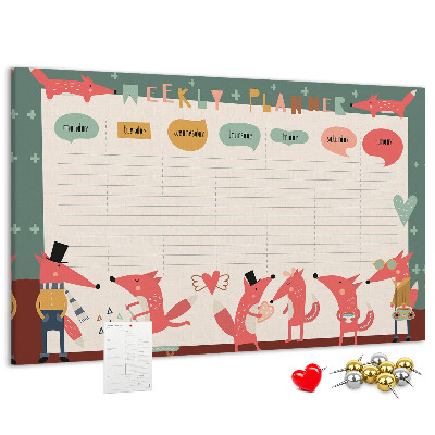 Cork display board Weekly planner for kids