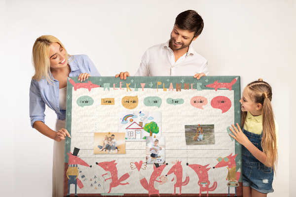 Cork display board Weekly planner for kids