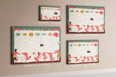 Cork display board Weekly planner for kids