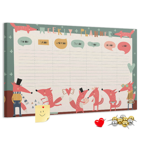 Cork display board Weekly planner for kids