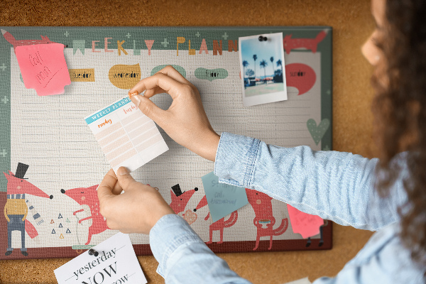 Cork display board Weekly planner for kids