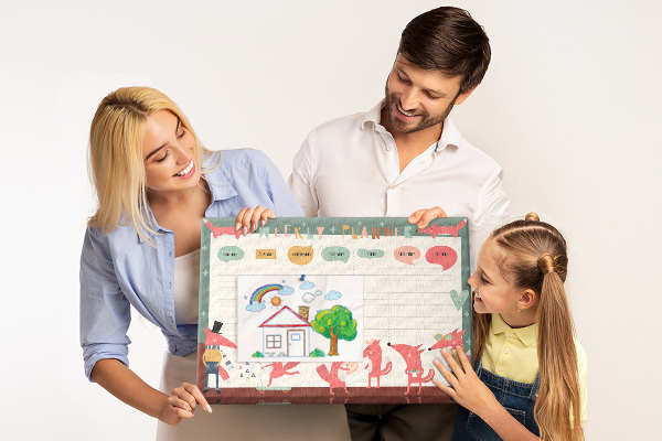 Cork display board Weekly planner for kids