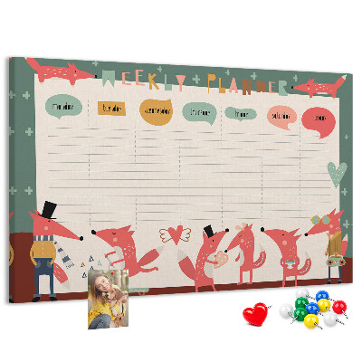 Cork display board Weekly planner for kids
