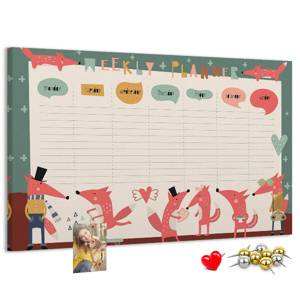 Cork display board Weekly planner for kids