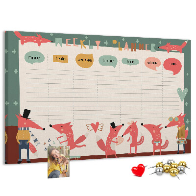 Cork display board Weekly planner for kids