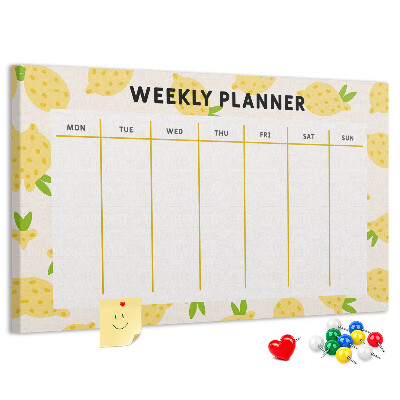 Cork memo board Lemons weekly planner