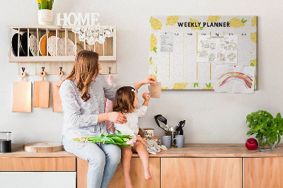 Cork memo board Lemons weekly planner