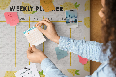 Cork memo board Lemons weekly planner