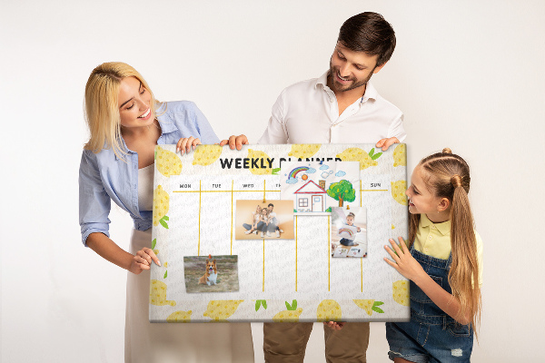 Cork memo board Lemons weekly planner