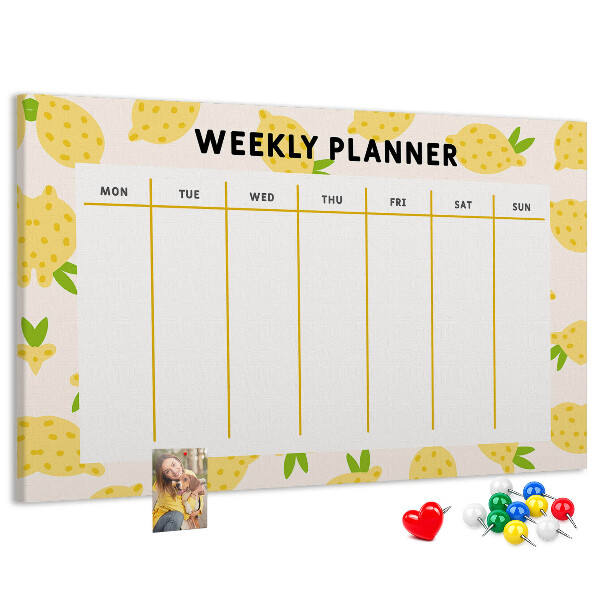 Cork memo board Lemons weekly planner
