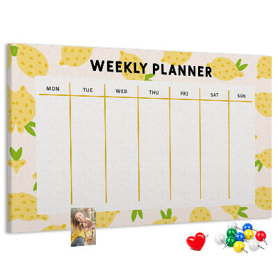 Cork memo board Lemons weekly planner