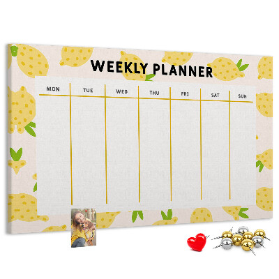 Cork memo board Lemons weekly planner